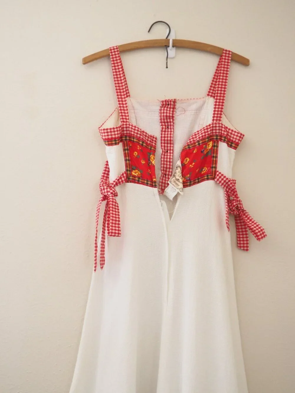 Vintage RARE Gunne Sax Floral Gingham Sleeveless Maxi Prairie Dress sz 11 - Picture 8 of 10